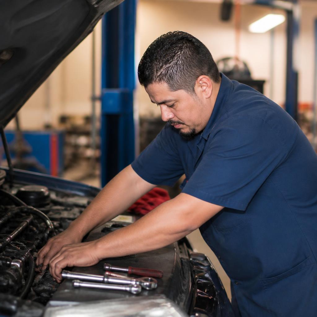 Mechanic working on a car at Vega Auto Repair and Collisions